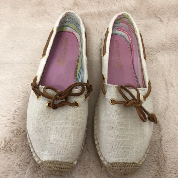 Sperry Women’s Katama Canvas Shoes, Size 8, Ivory/Light cream, jute-wrapped sole - Picture 2 of 7